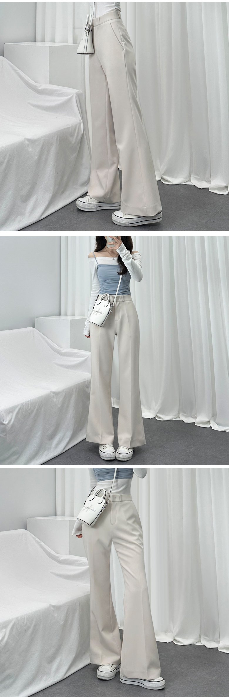 *쫀쫀부츠컷*숏,롱/S~XL* YKK 히든버클+히든밴딩 와이드 부츠컷 슬랙스 3COL 상세 이미지 10