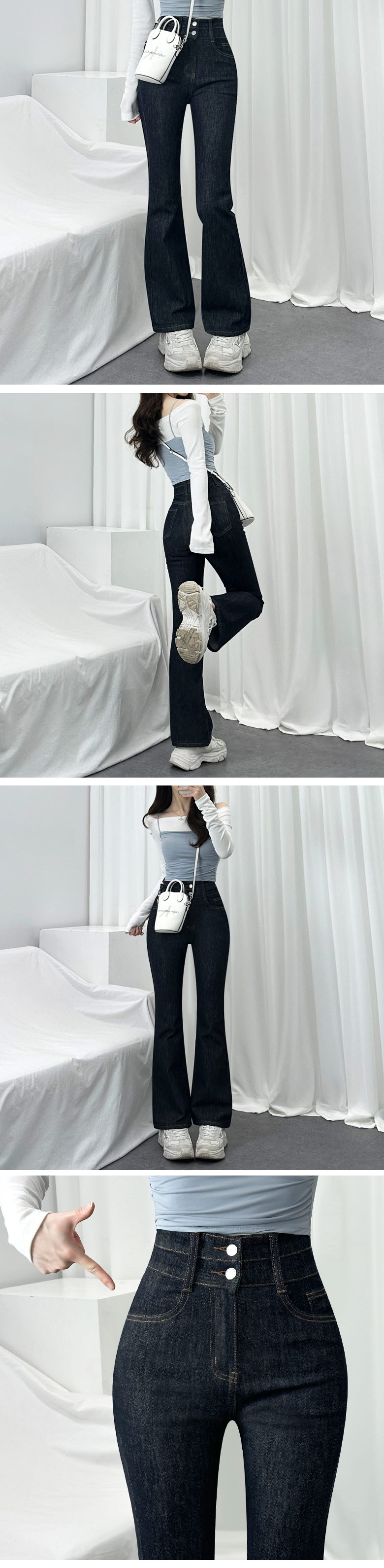 (숏,일반,롱) *S~2XL* 몸매보정+골반패드! 투버튼 생지 부츠컷 청바지 2COL 상세 이미지 8