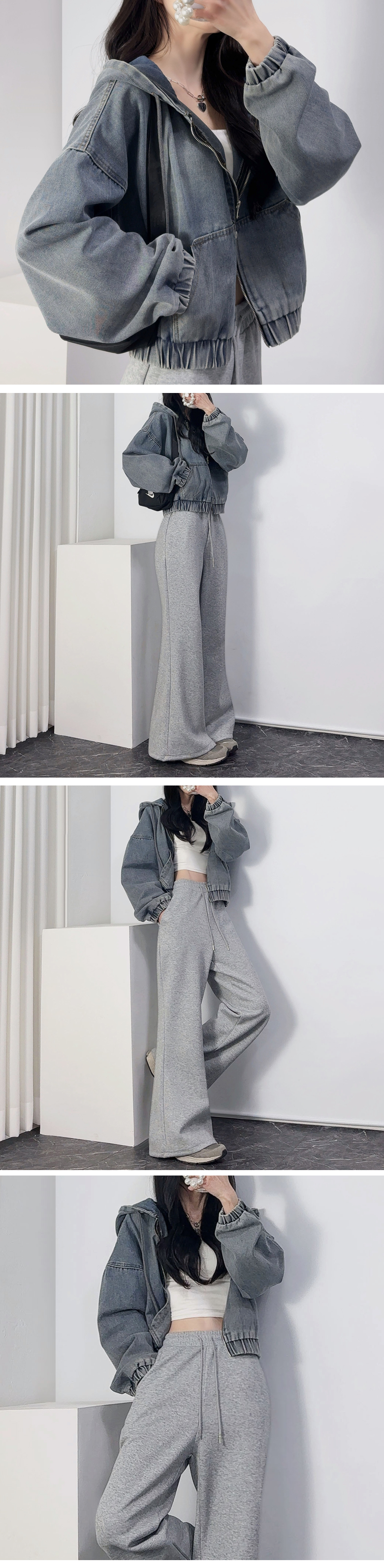 *아방아방+빅후드* 투웨이 빅후드 데님 청자켓 - 3COLOR 상세 이미지 8