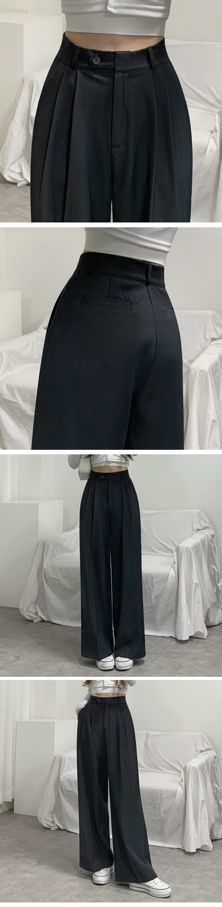 *(S~2XL)[숏,일반,롱] 기장수선NO! 투턱 와이드 슬랙스 *롱와이드/이중버튼* 상세 이미지 8
