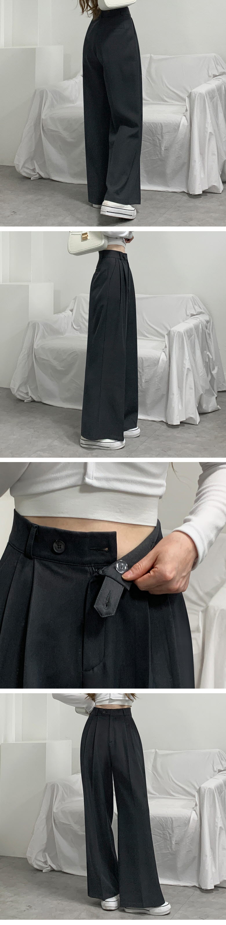 *(S~2XL)[숏,일반,롱] 기장수선NO! 투턱 와이드 슬랙스 *롱와이드/이중버튼* 상세 이미지 9