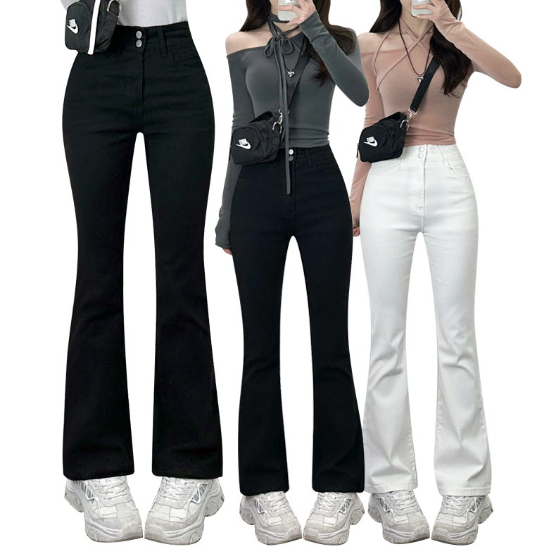 *숏,일반,롱/S~2XL*군살쏙!* 모나코 투버튼 하이웨스트 부츠컷 팬츠 2COL 상세 이미지 5